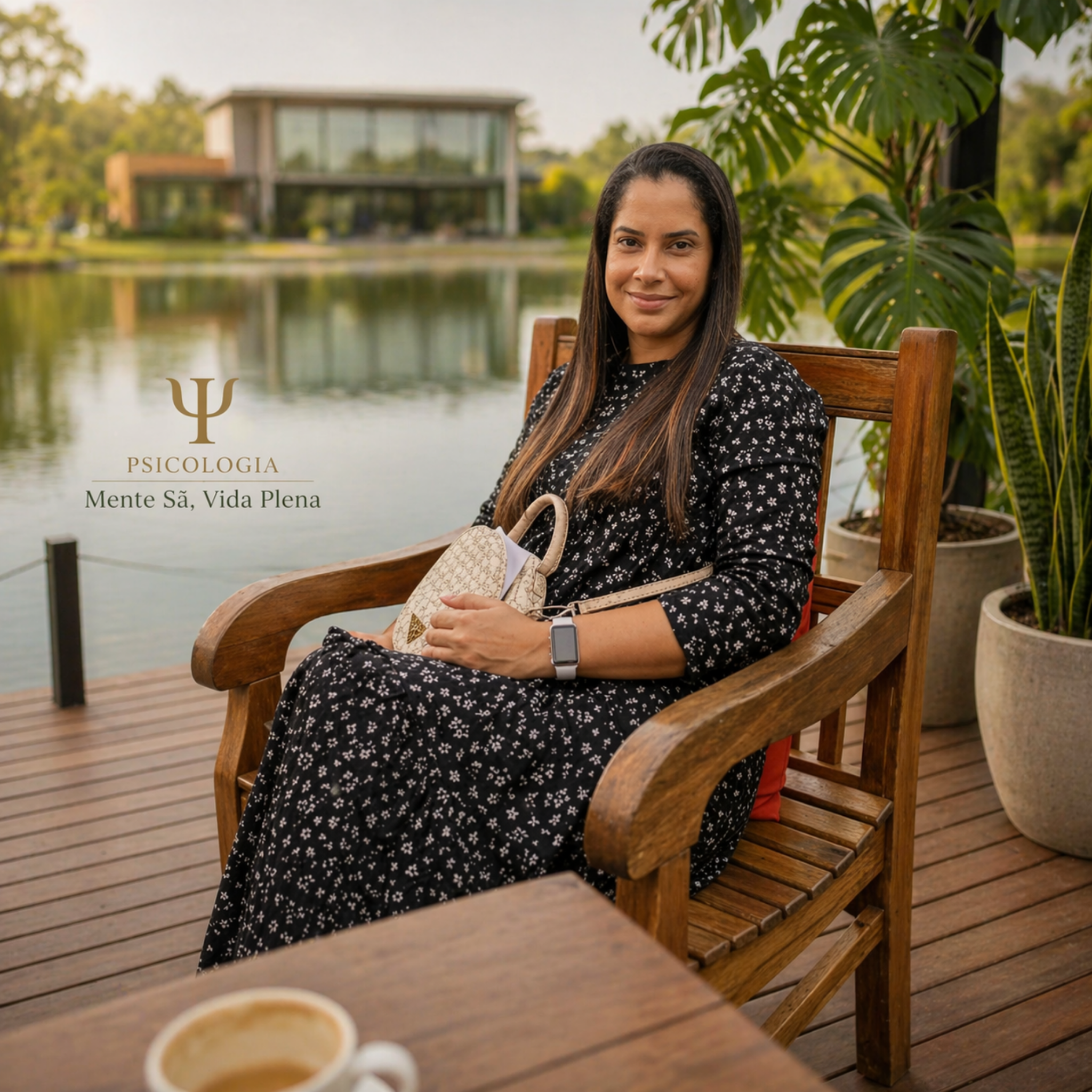 Psicóloga Angélica Araújo em ambiente acolhedor